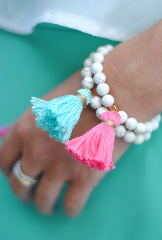 Tassel bracelet DIY… these are cheap and easy to make on your own!