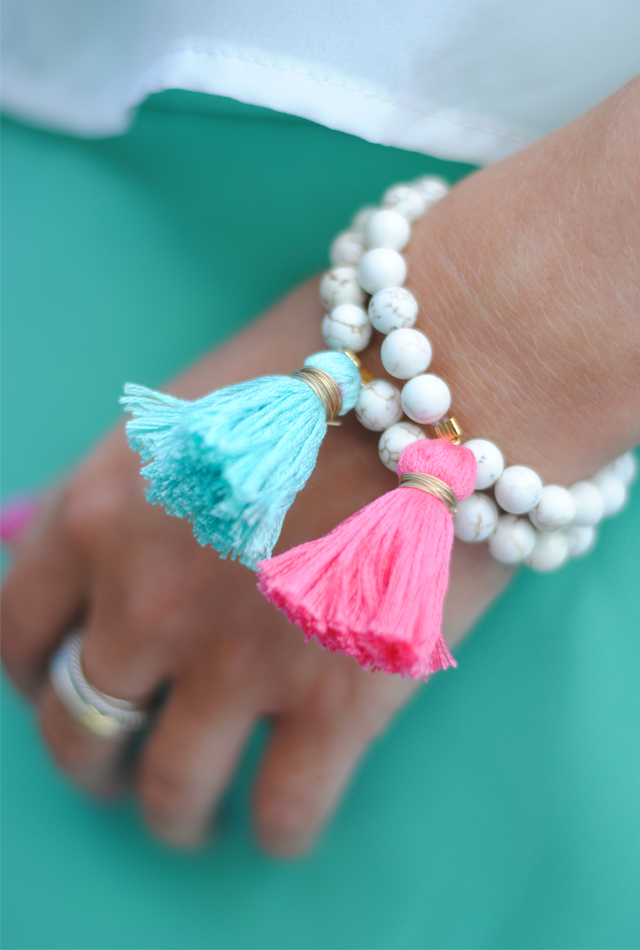 Ten Minute DIY Wooden Tassel Bracelet