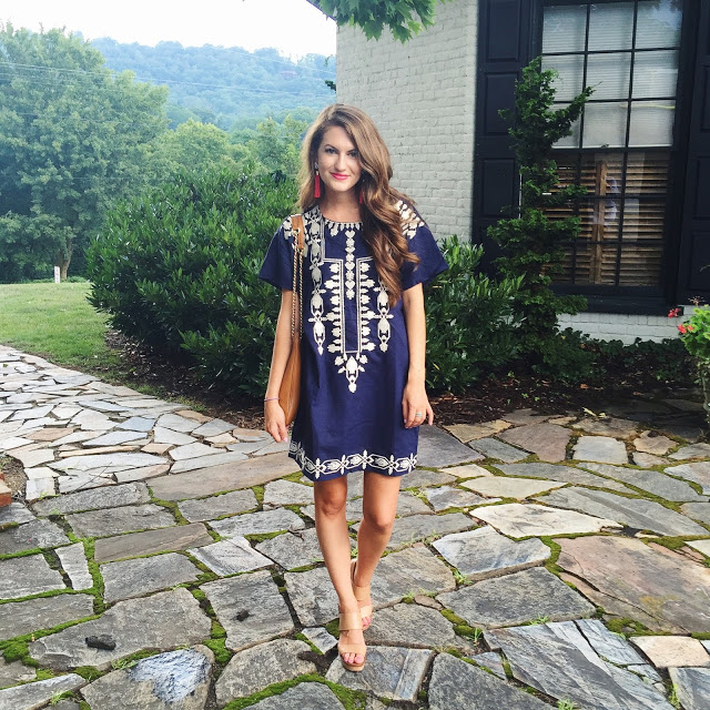 Navy embroidered dress