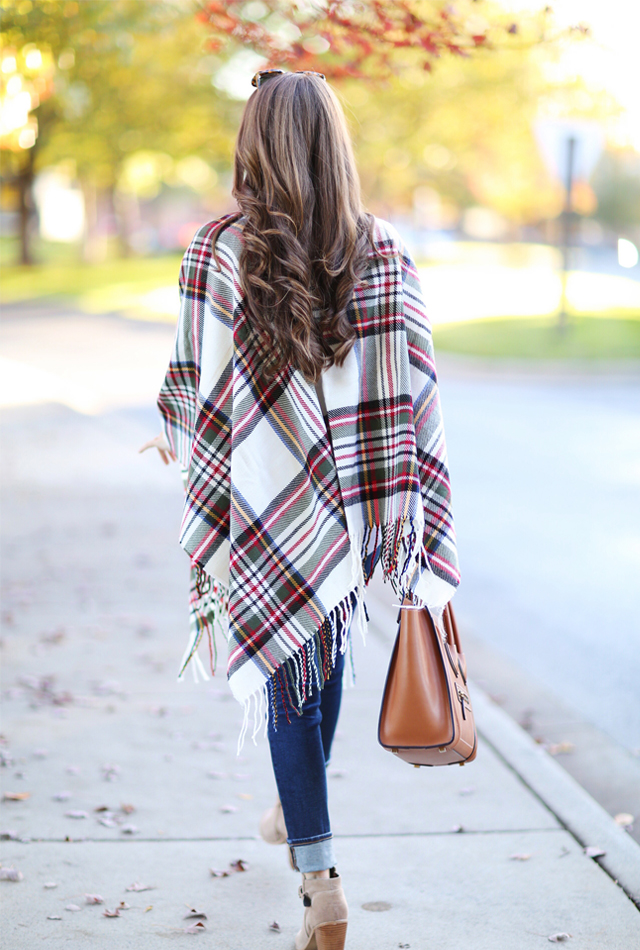 Plaid Poncho – Southern Curls & Pearls