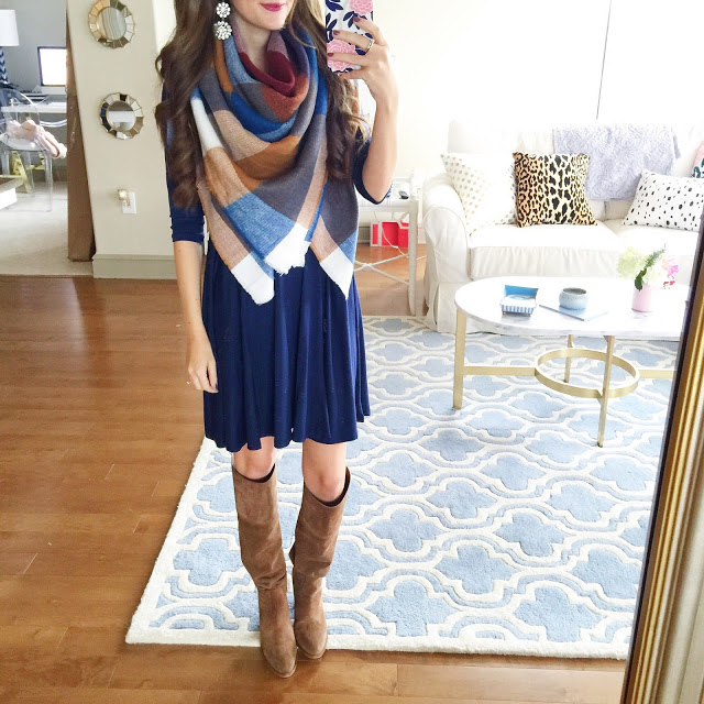 swing dress paired with a scarf