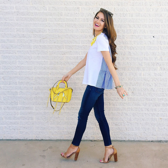 CUTE striped ruffle back tee!