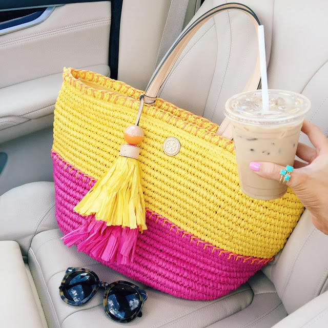 Cute Tory Burch straw tassel bag