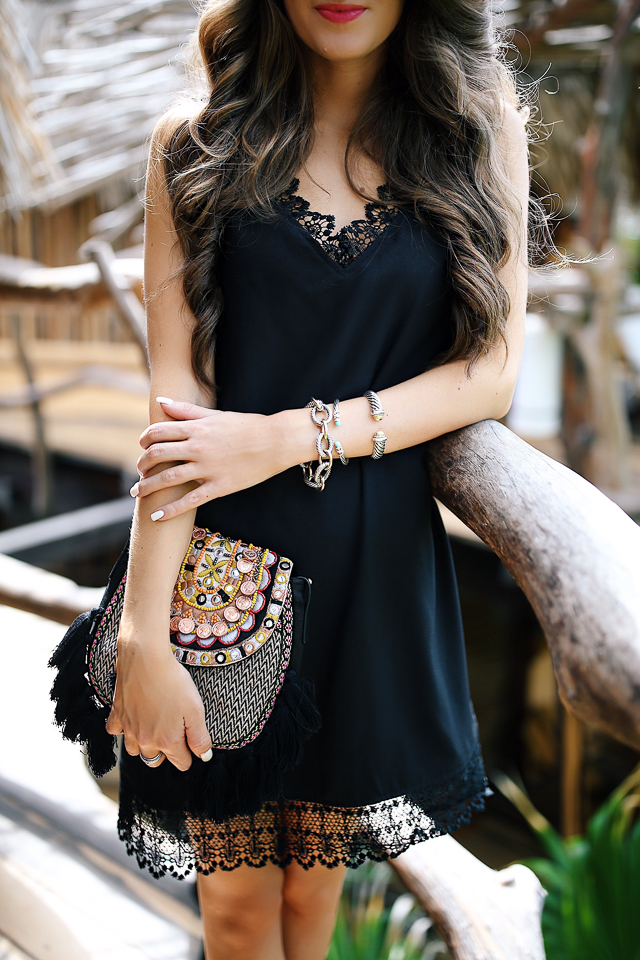 Black cheap lace bag