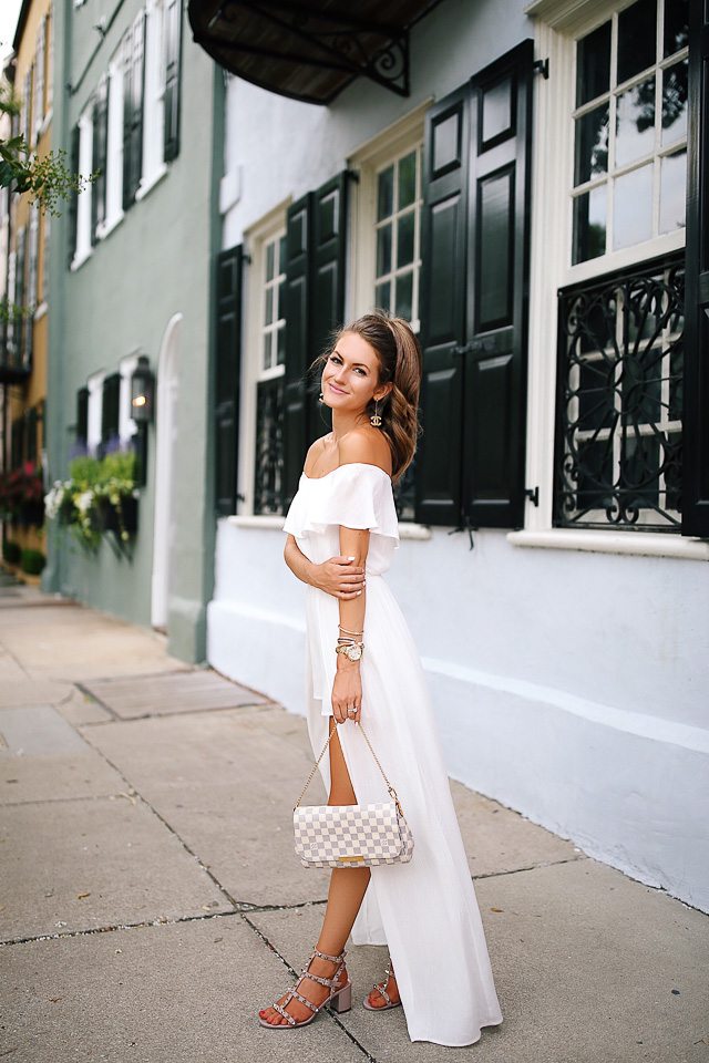 White Maxi Romper in Charleston - Southern Curls & Pearls