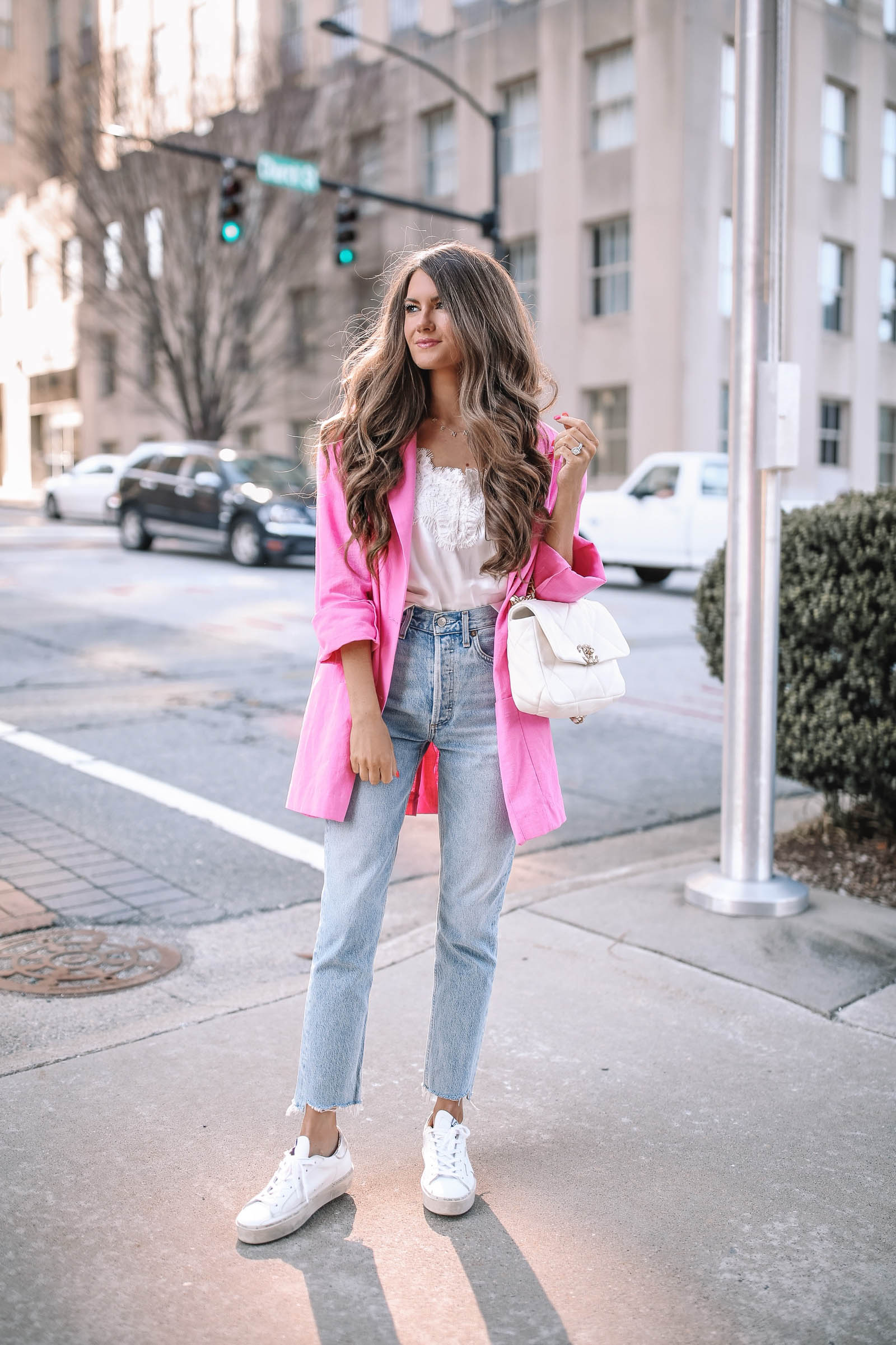 How to Wear a Pink Blazer - Southern Curls & Pearls