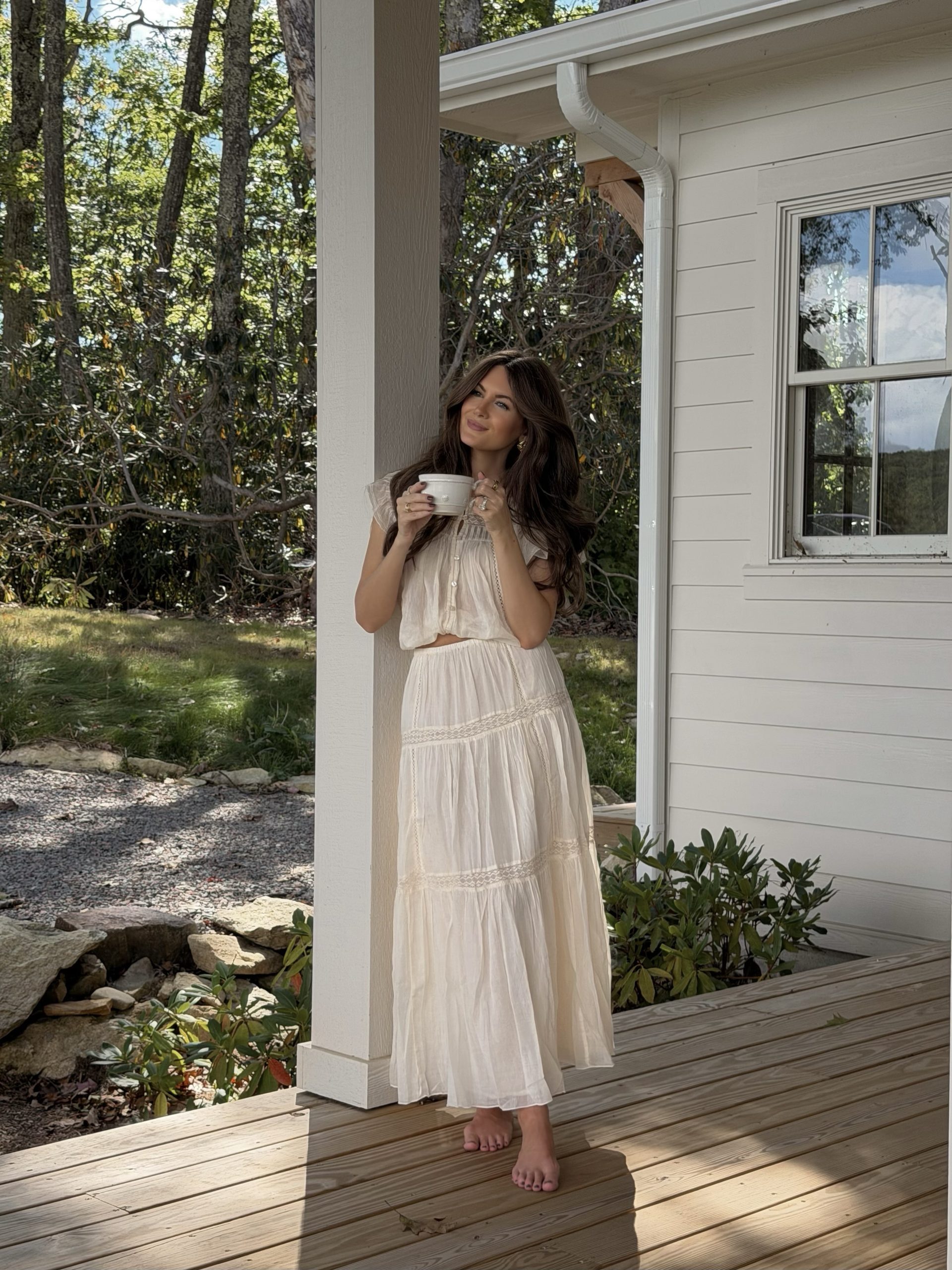 white top and skirt free people set